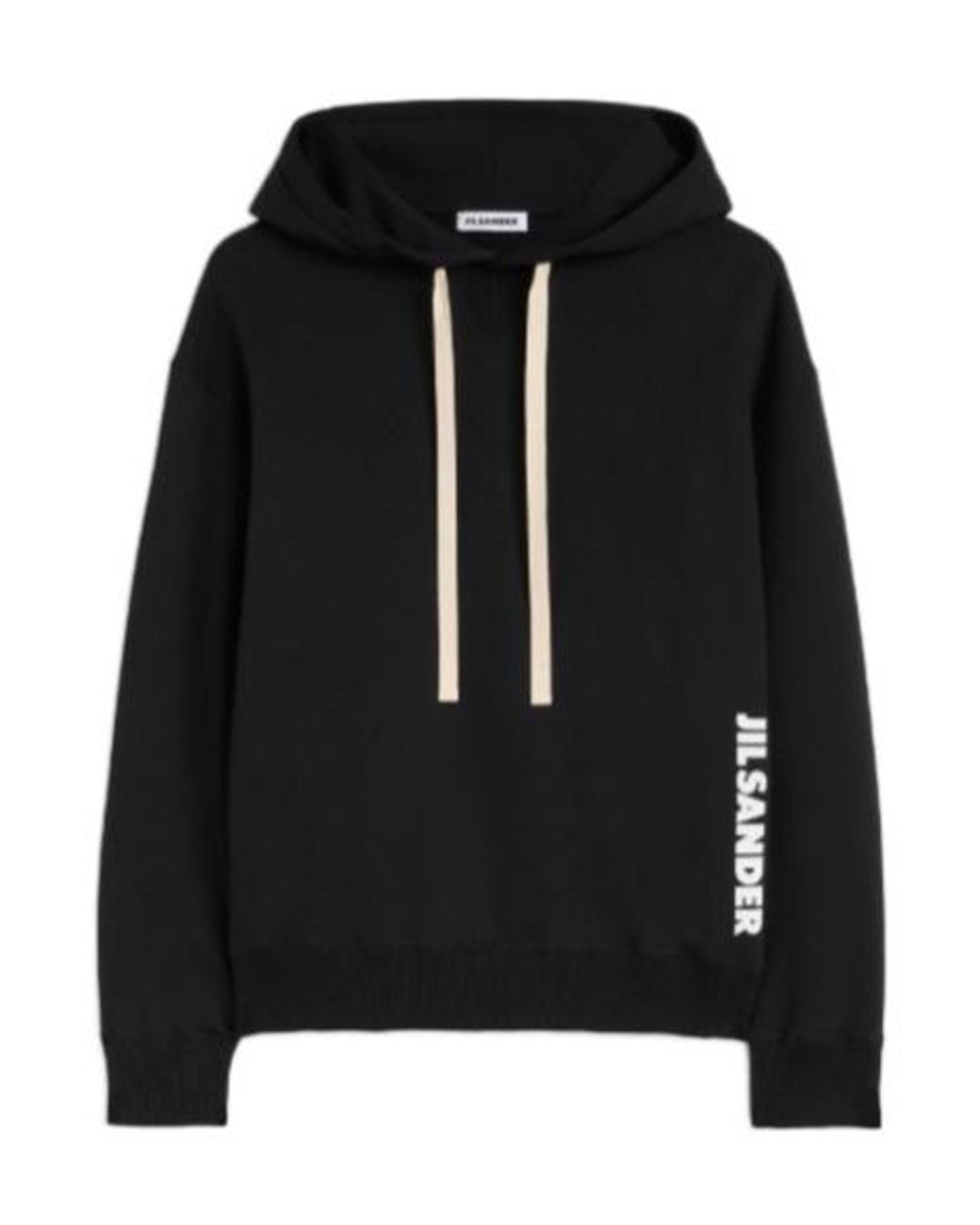 Jil Sander Black Cotton Terry Hooded Sweatshirt