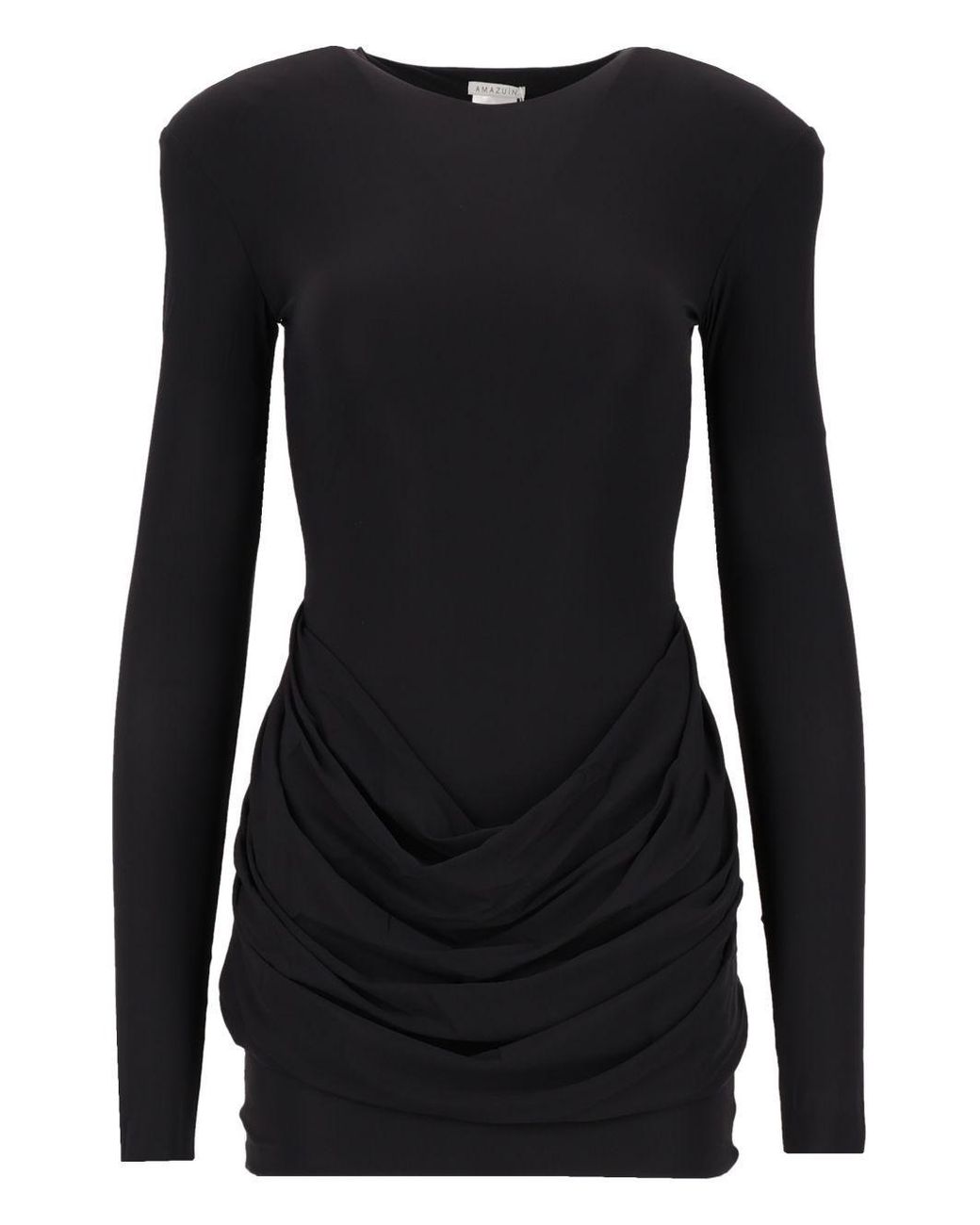 Amazuìn Black Nicola Draped Mini Dress