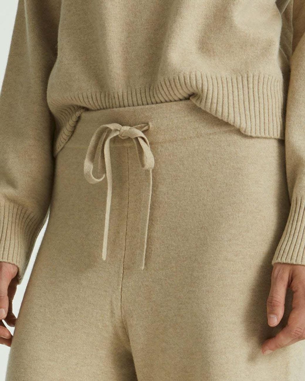 Yves Salomon Natural Knitted Wide-Leg Trousers