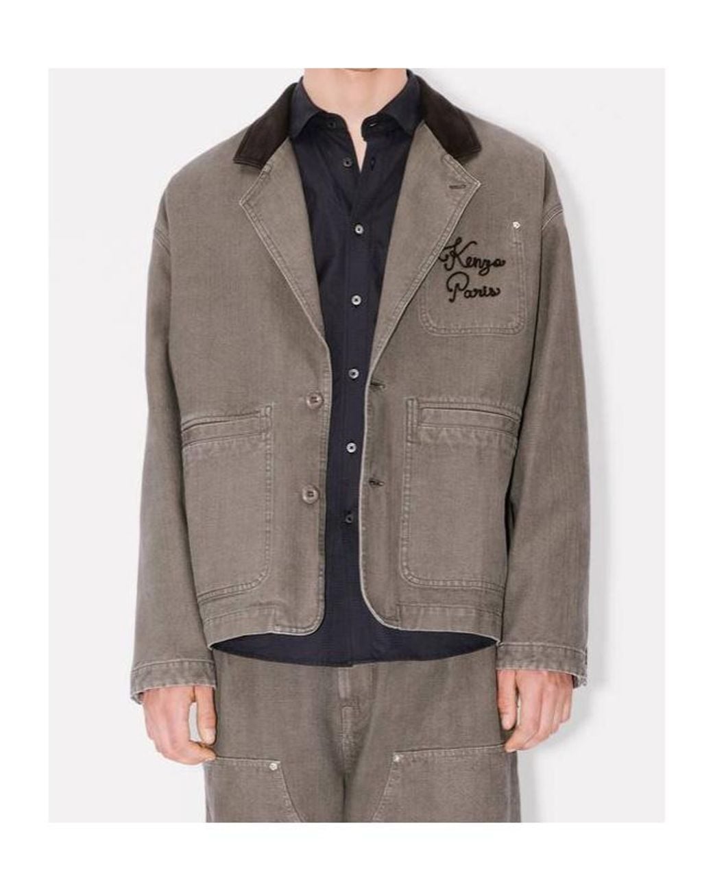 KENZO Brown Paris Chainstitch' Workwear Jacket for men