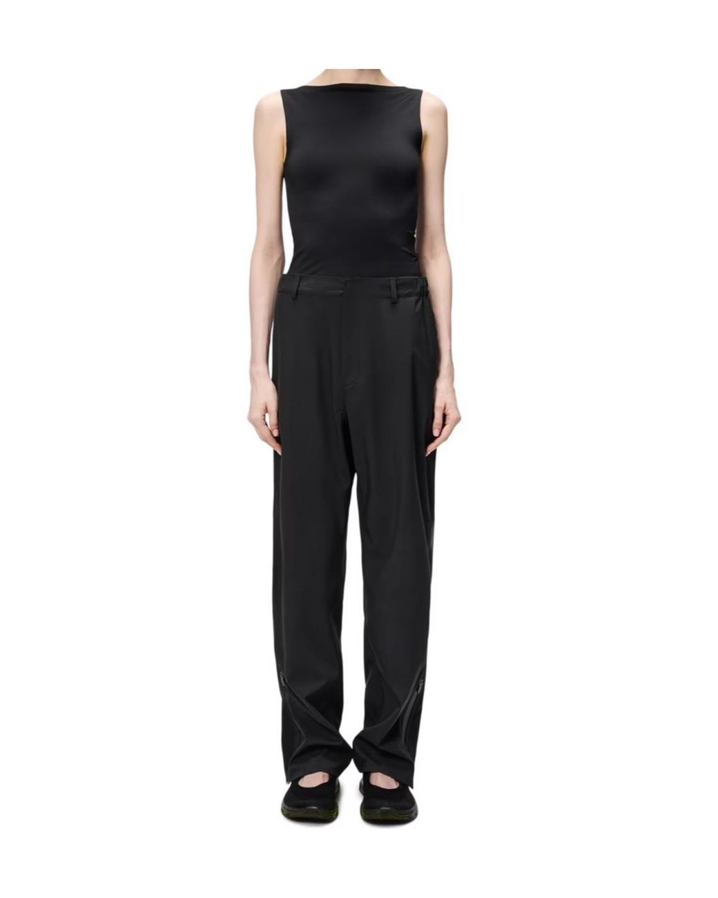 Rains Black Belt Loop Casual Pants for men