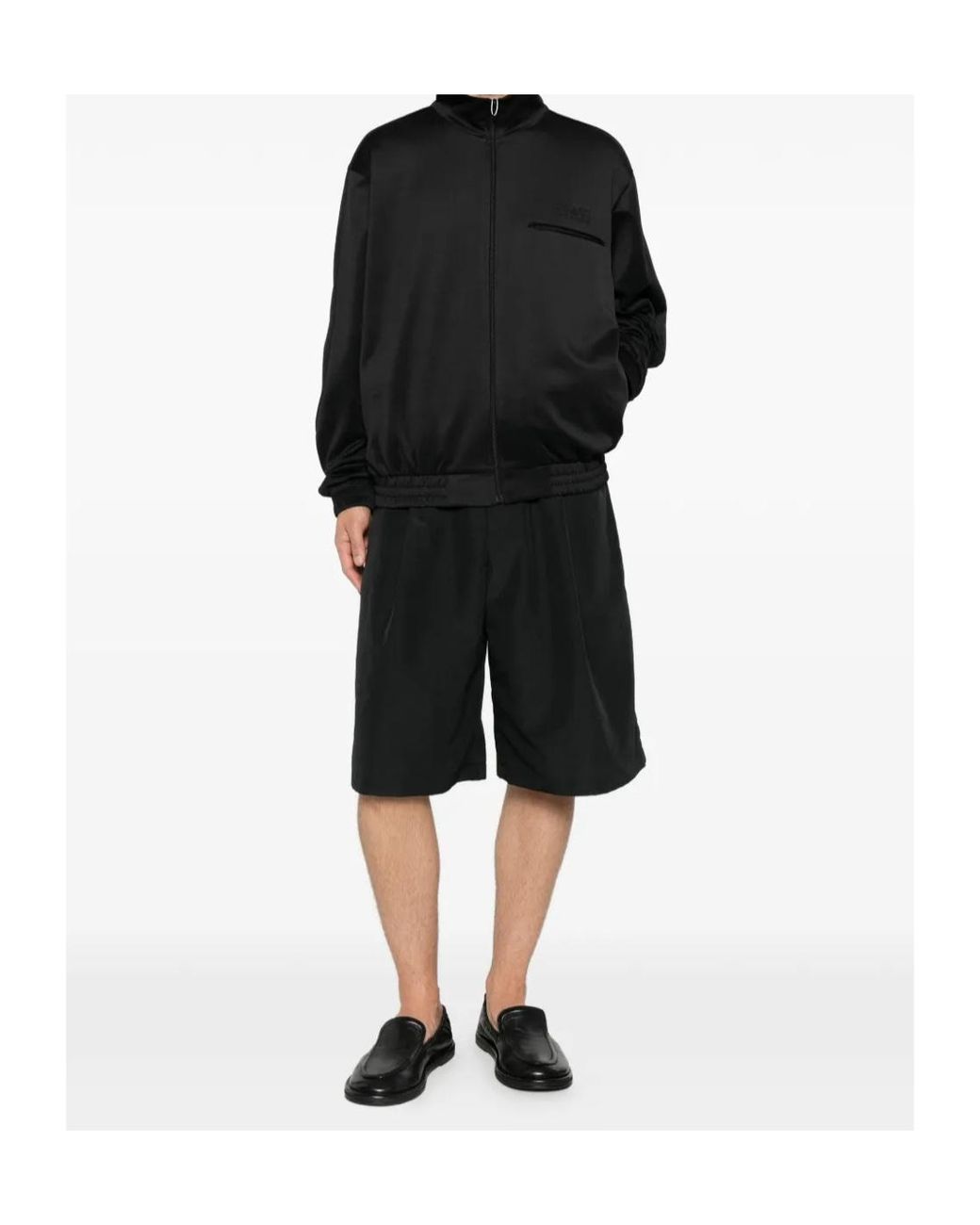 MM6 by Maison Margiela Black Logo Embroidered High-Neck Sweatshirt
