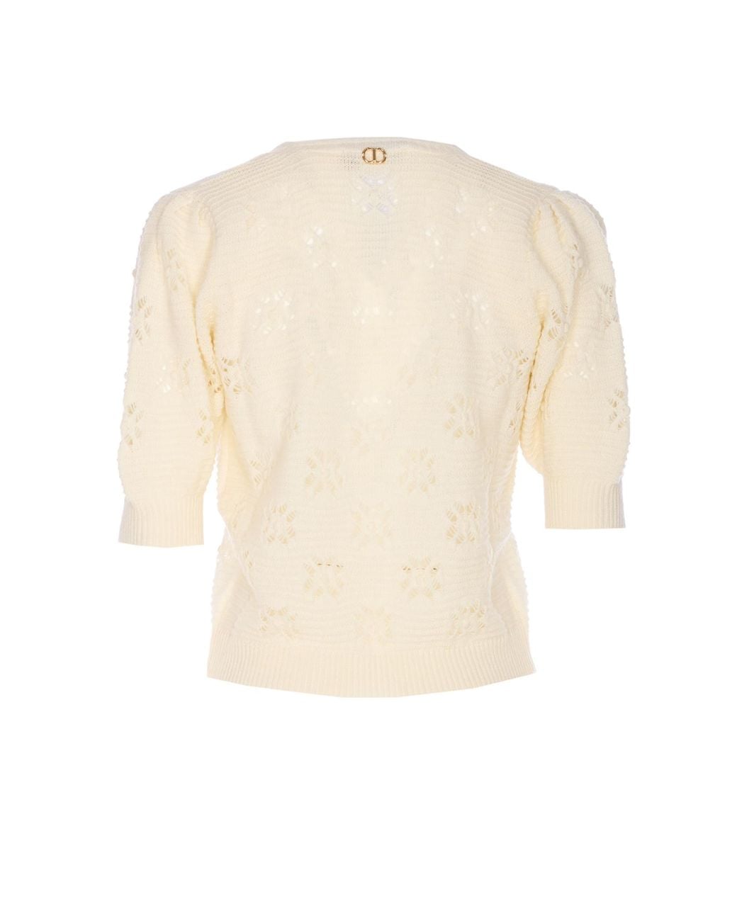 Twinset White Short-Sleeved Open Knitted Jumper