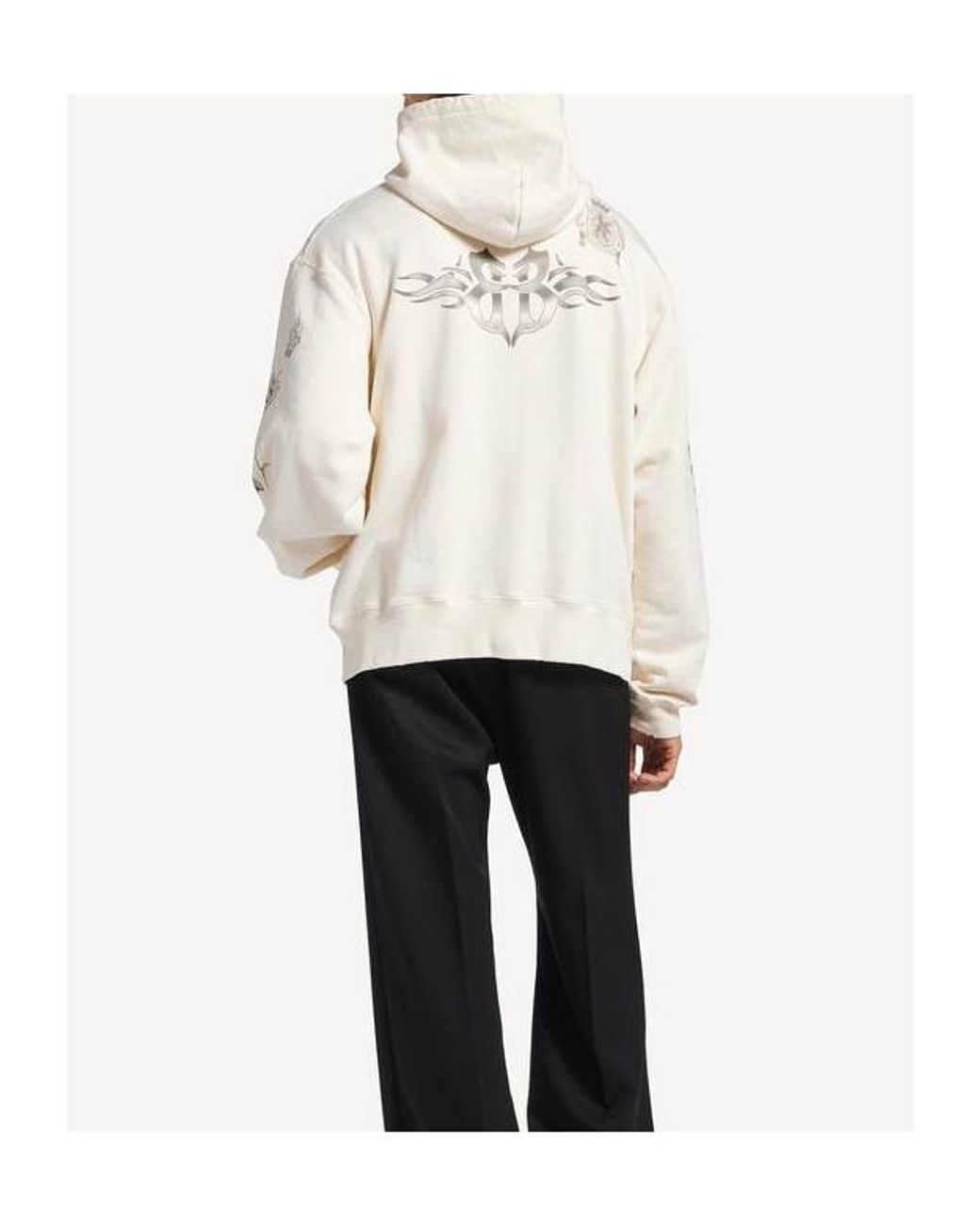 Balenciaga White Tattoo Oversized Zip-Up Hoodie for men