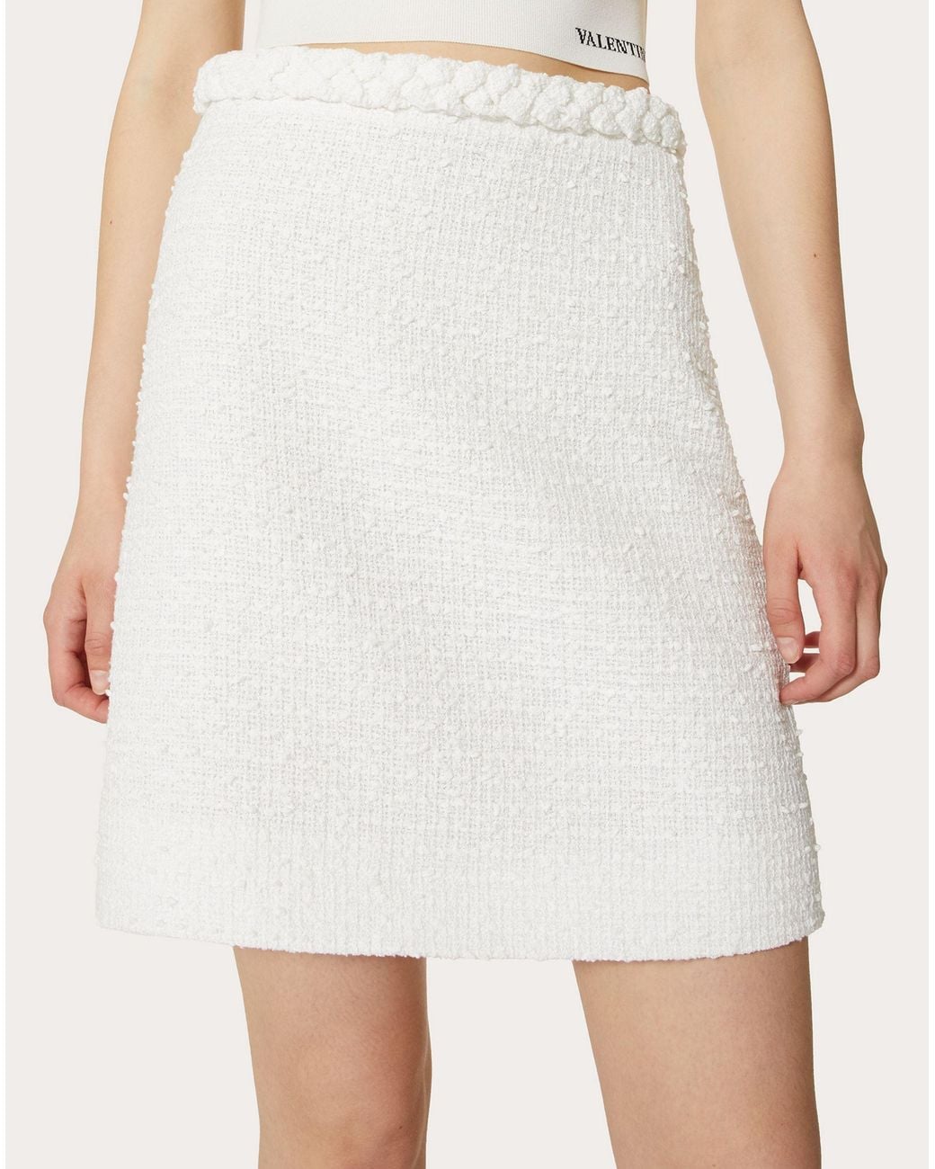 Valentino White Cotton Tweed Skirt