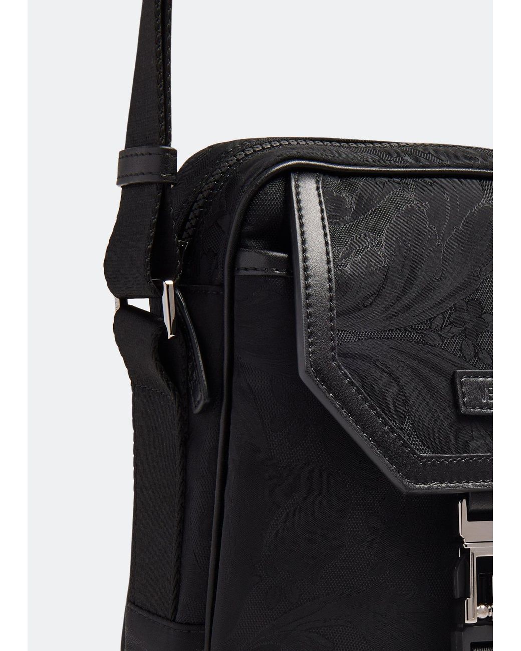 Versace Black Jacquard Shoulder Strap Messenger Bag for men