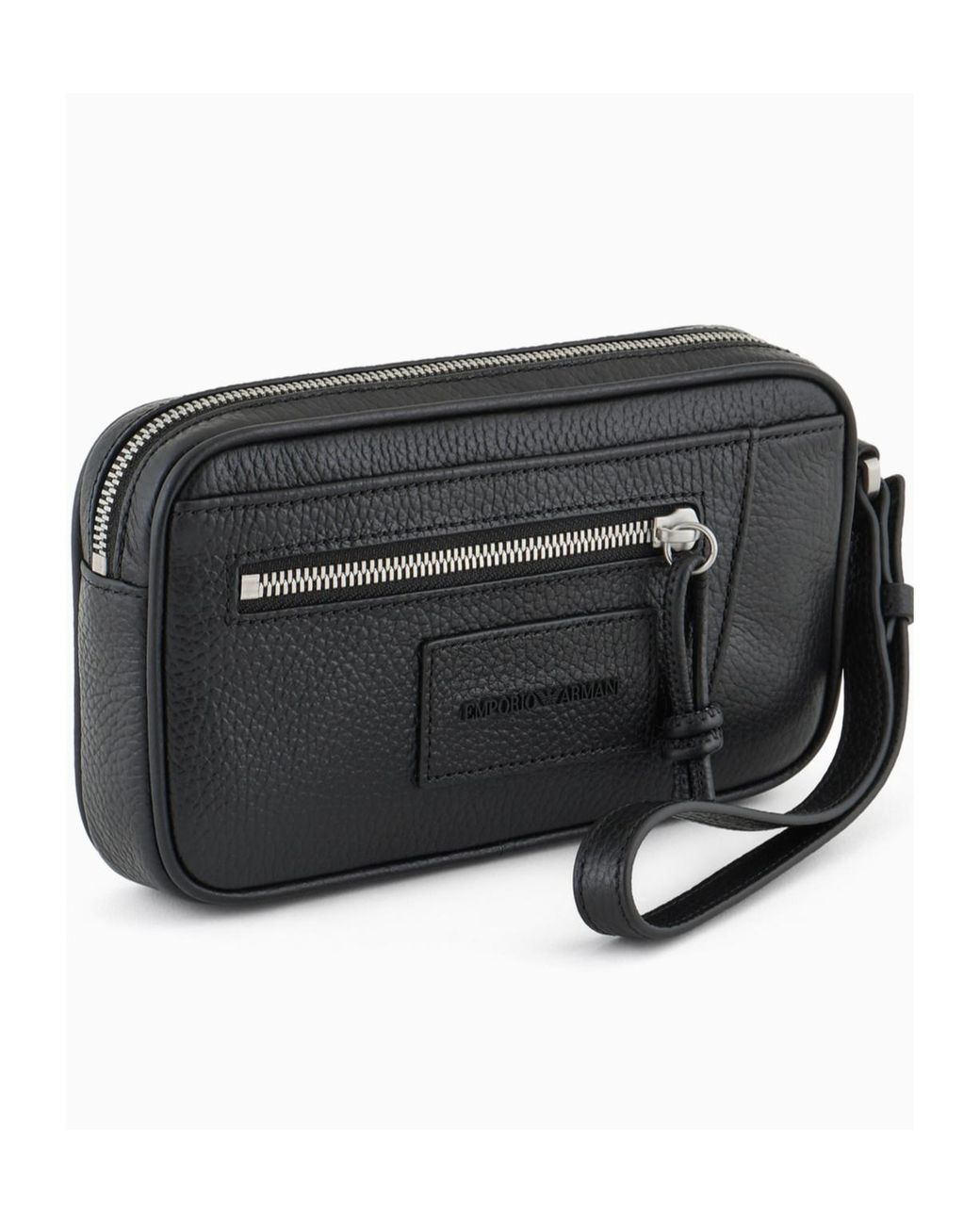 Emporio Armani Black Wrist Strap Clutch Bag for men