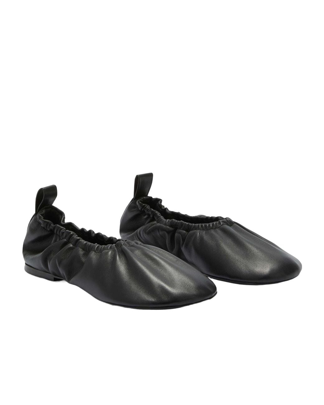 Jil Sander Black Gathered Detail Slip-On Flat Ballerinas