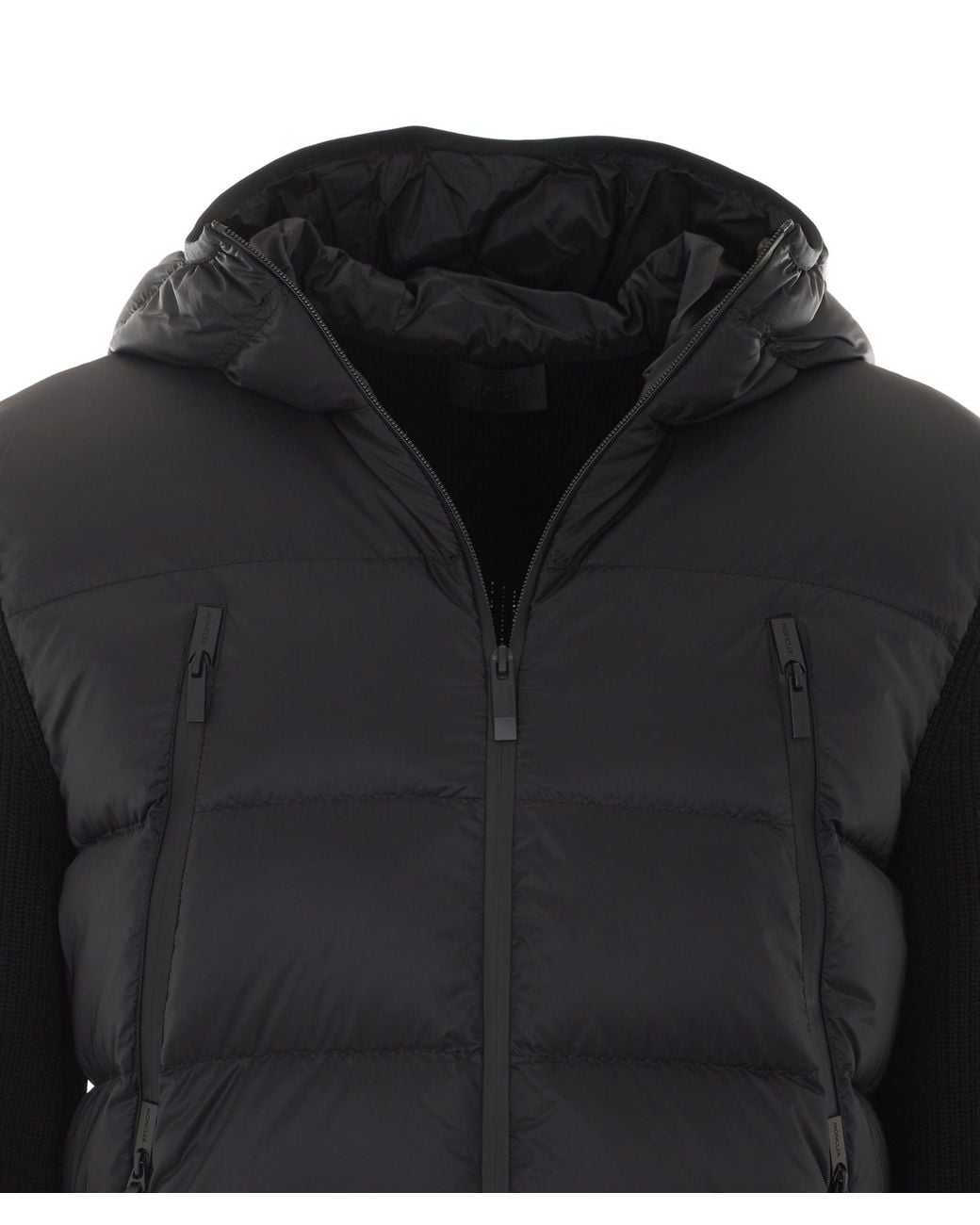 Moncler Black Hooded Quilted Front Cardigan for men