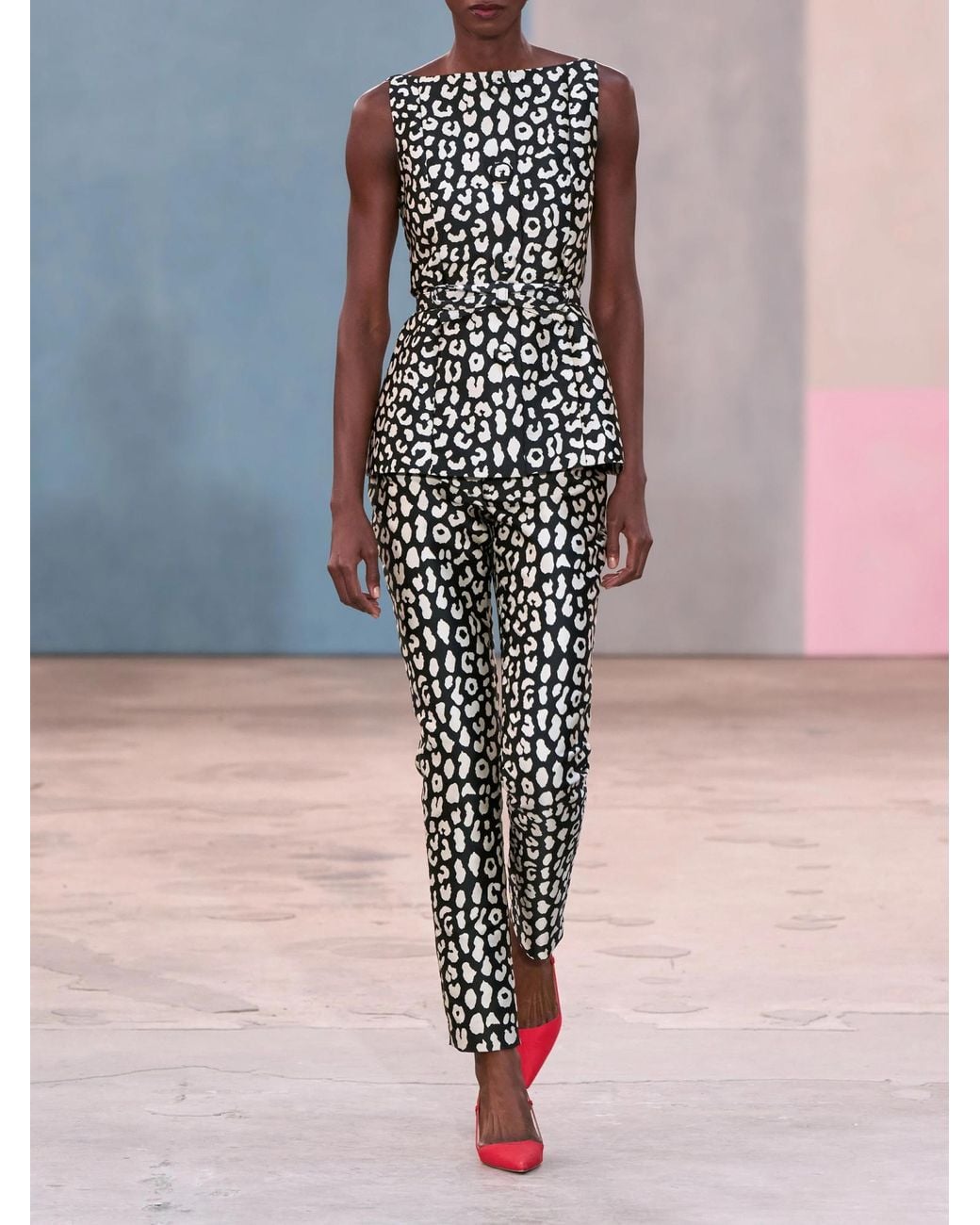 Carolina Herrera Black Leopard-Print Sleeveless Top