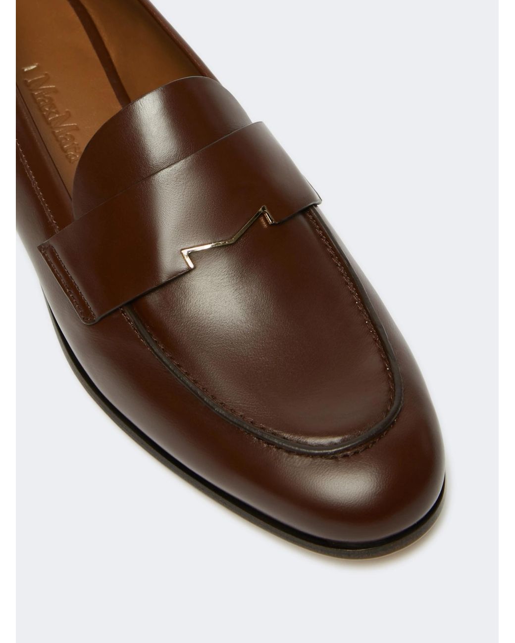Max Mara Brown Semi-Glossy Leather Moccasins
