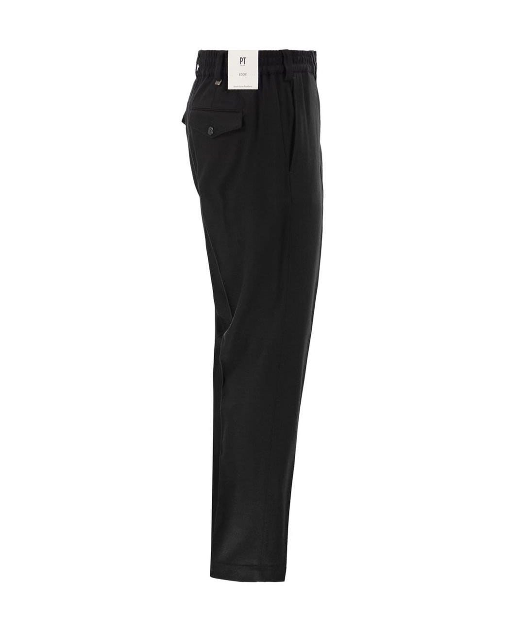 Pt Pantaloni Black Casual Trousers With Belt Loops for men