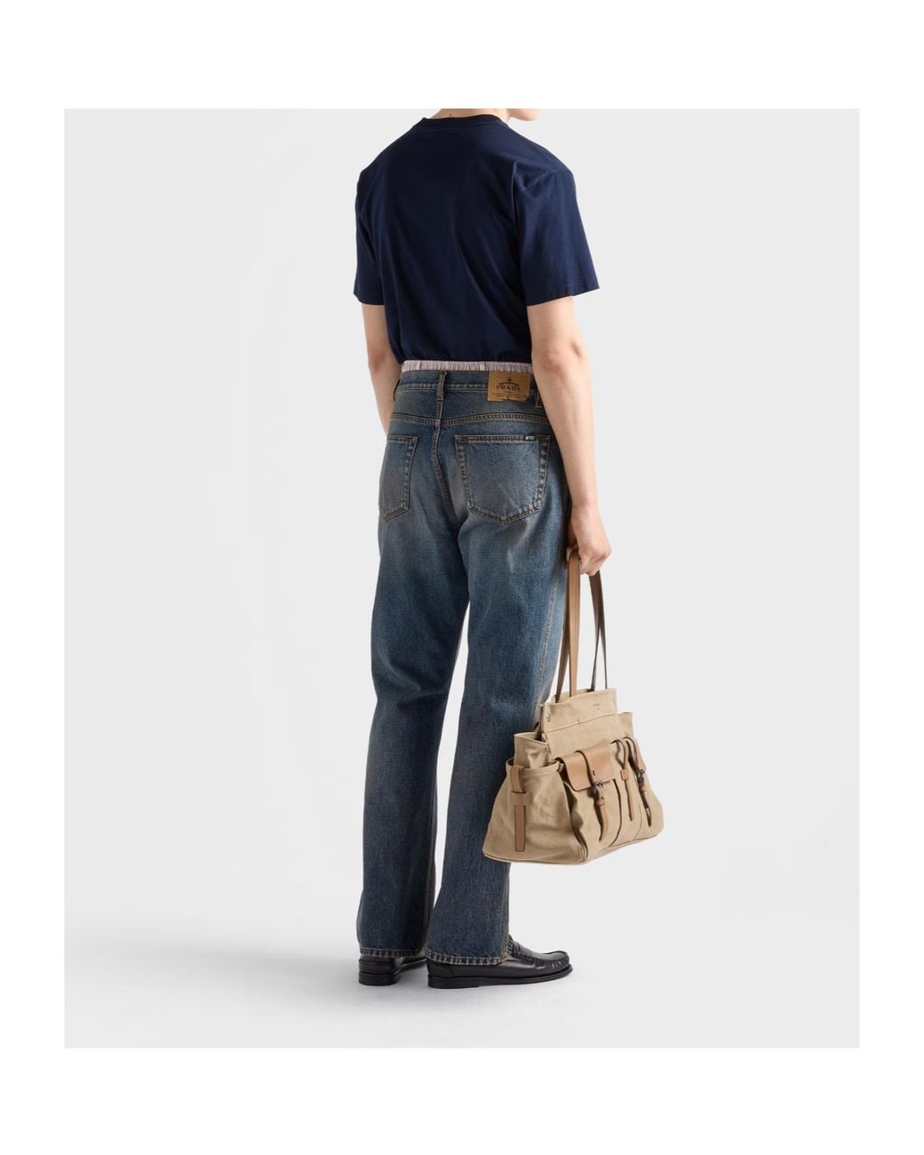 Prada Blue Logo Detailed Crewneck T-Shirt for men
