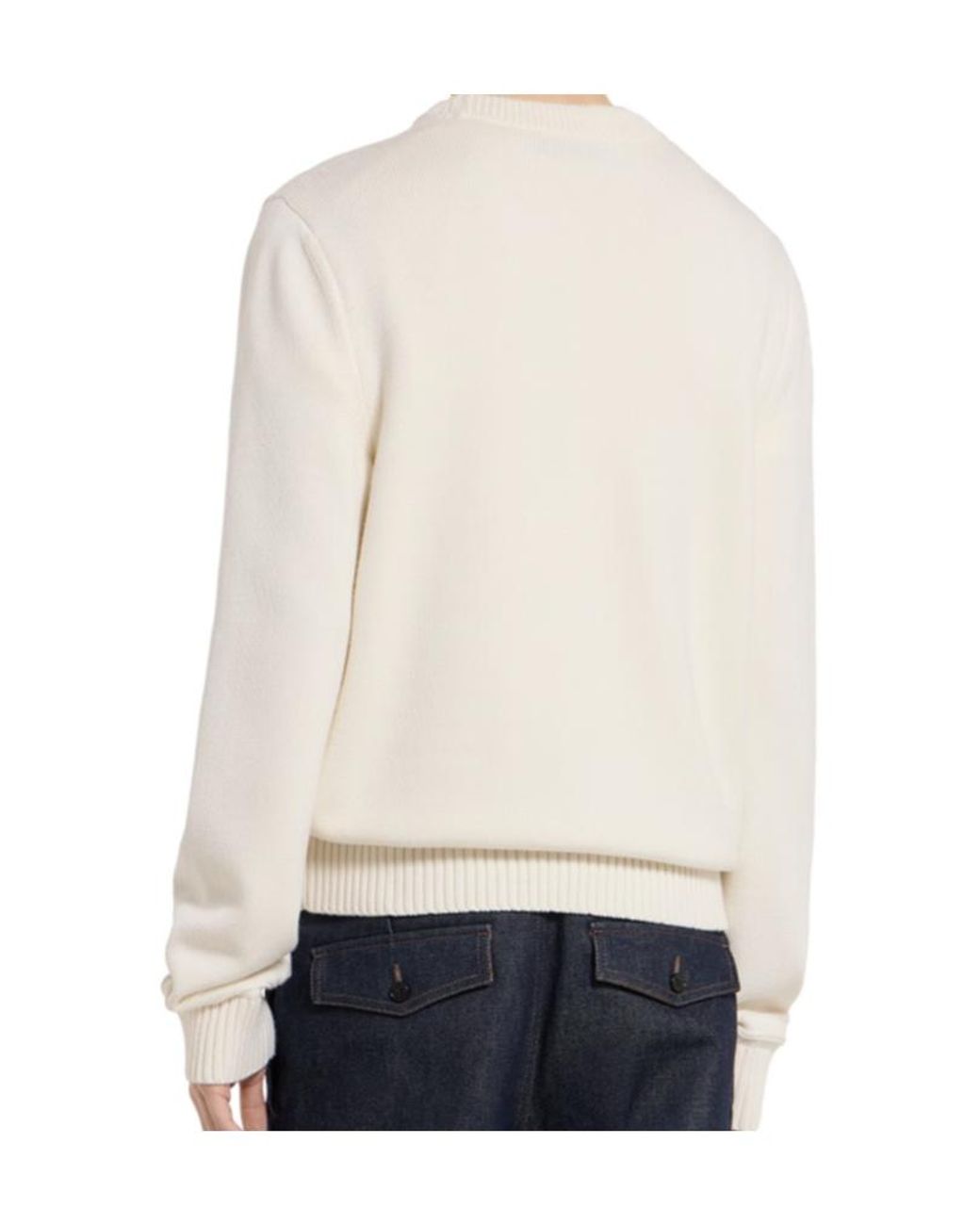 Gucci White Logo Intarsia Knit Jumper for men