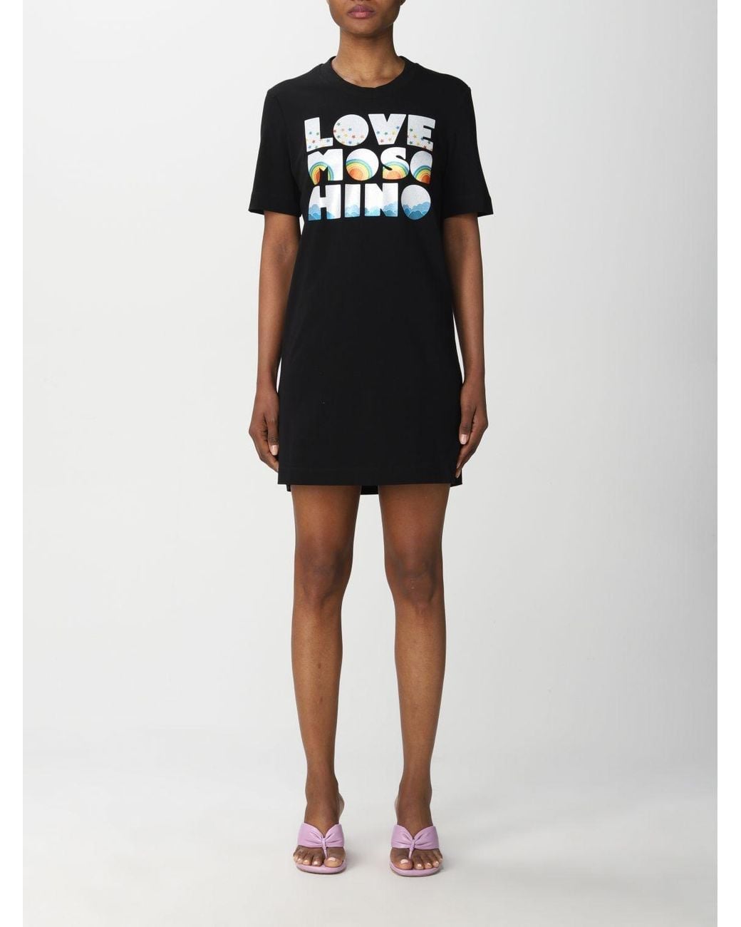 Moschino Black Logo Print T-Shirt Dress