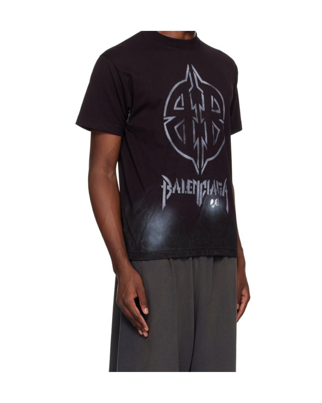 Balenciaga Black Bb Logo Printed Crewneck T-Shirt