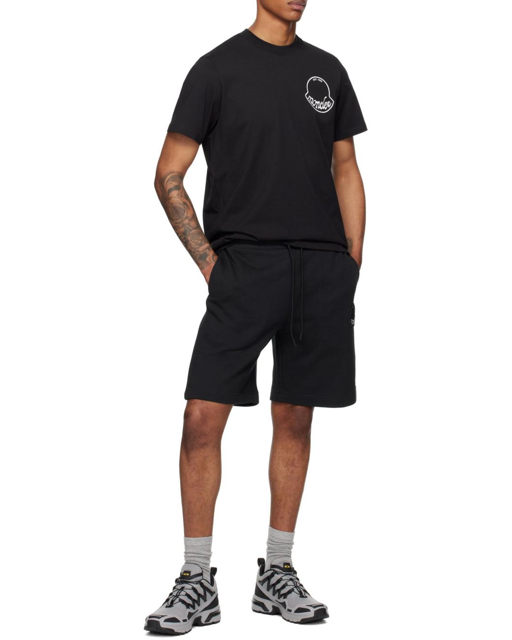 Moncler Black Logo Printed Crewneck T-Shirt for men