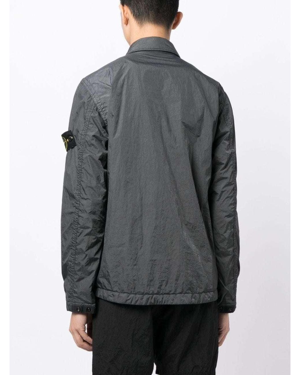 Stone Island Gray Compass-Patch Zip-Up Jacket for men