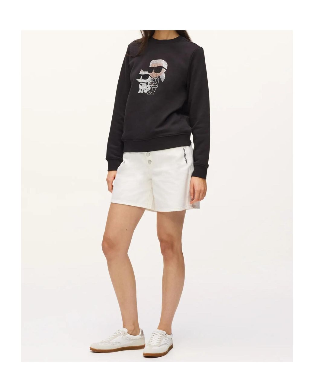 Karl Lagerfeld Black Crystal-Embellished Sweatshirt