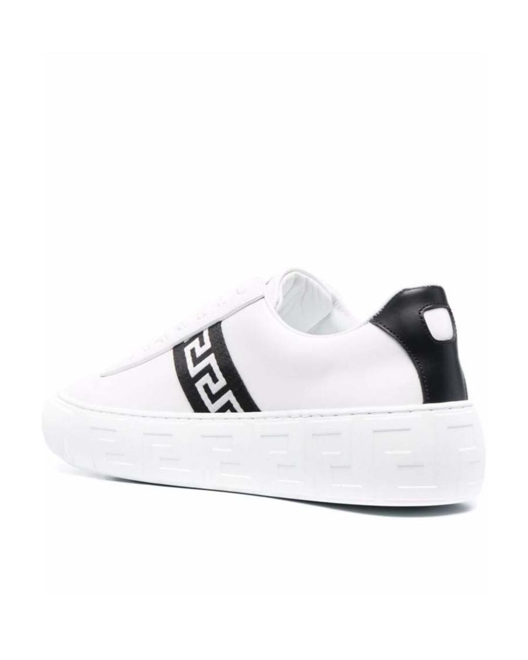 Versace White Greca-Printed Lace-Up Sneakers