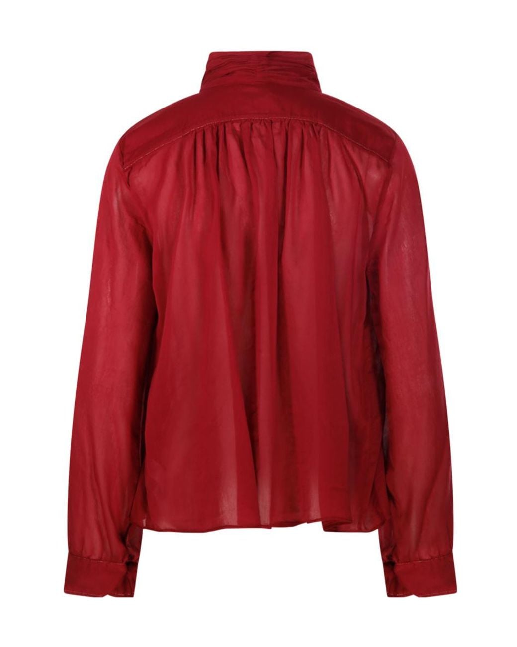 Forte_forte Red Pleated High Neck Blouse