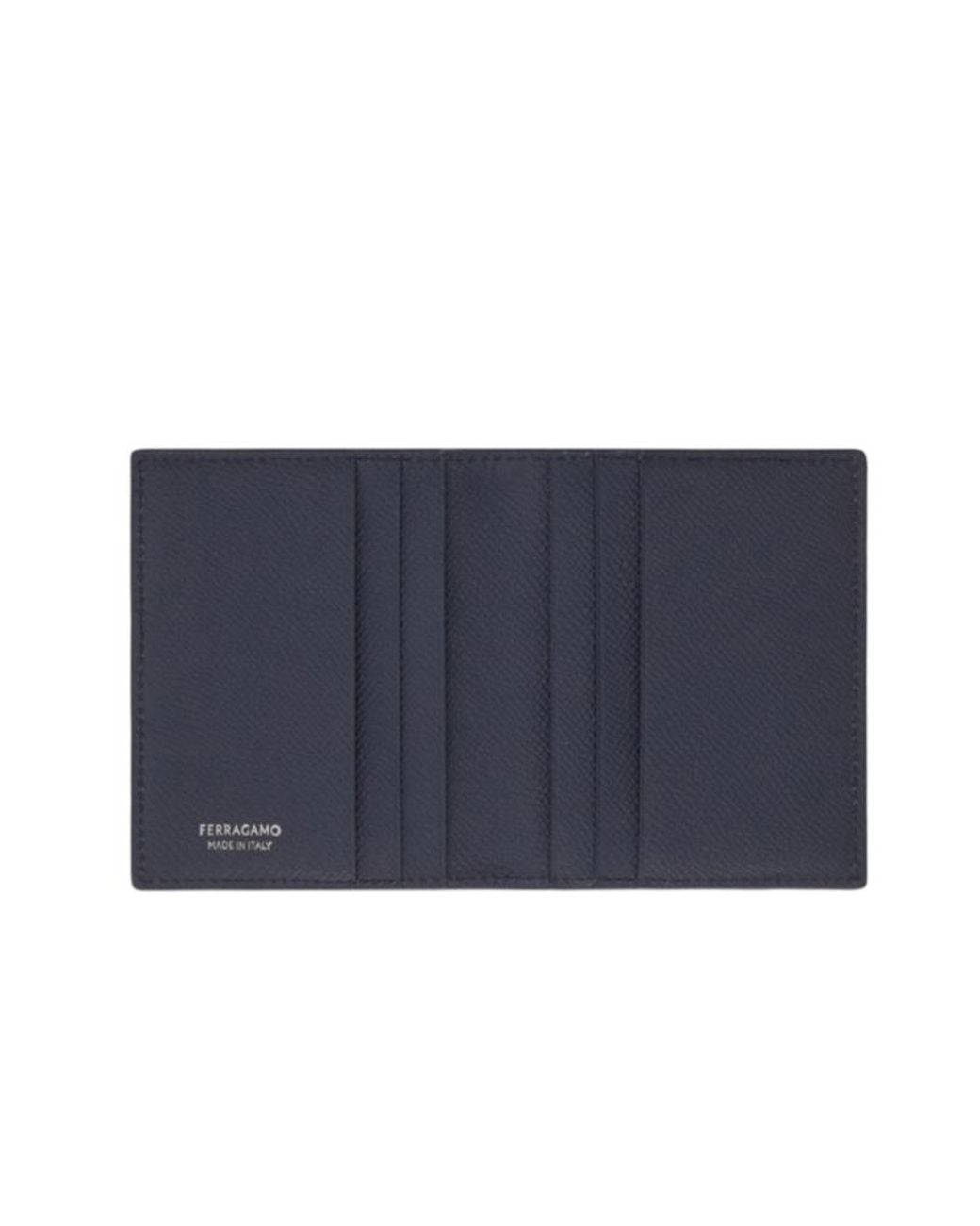 Ferragamo Blue Gancini Credit Card Holder for men