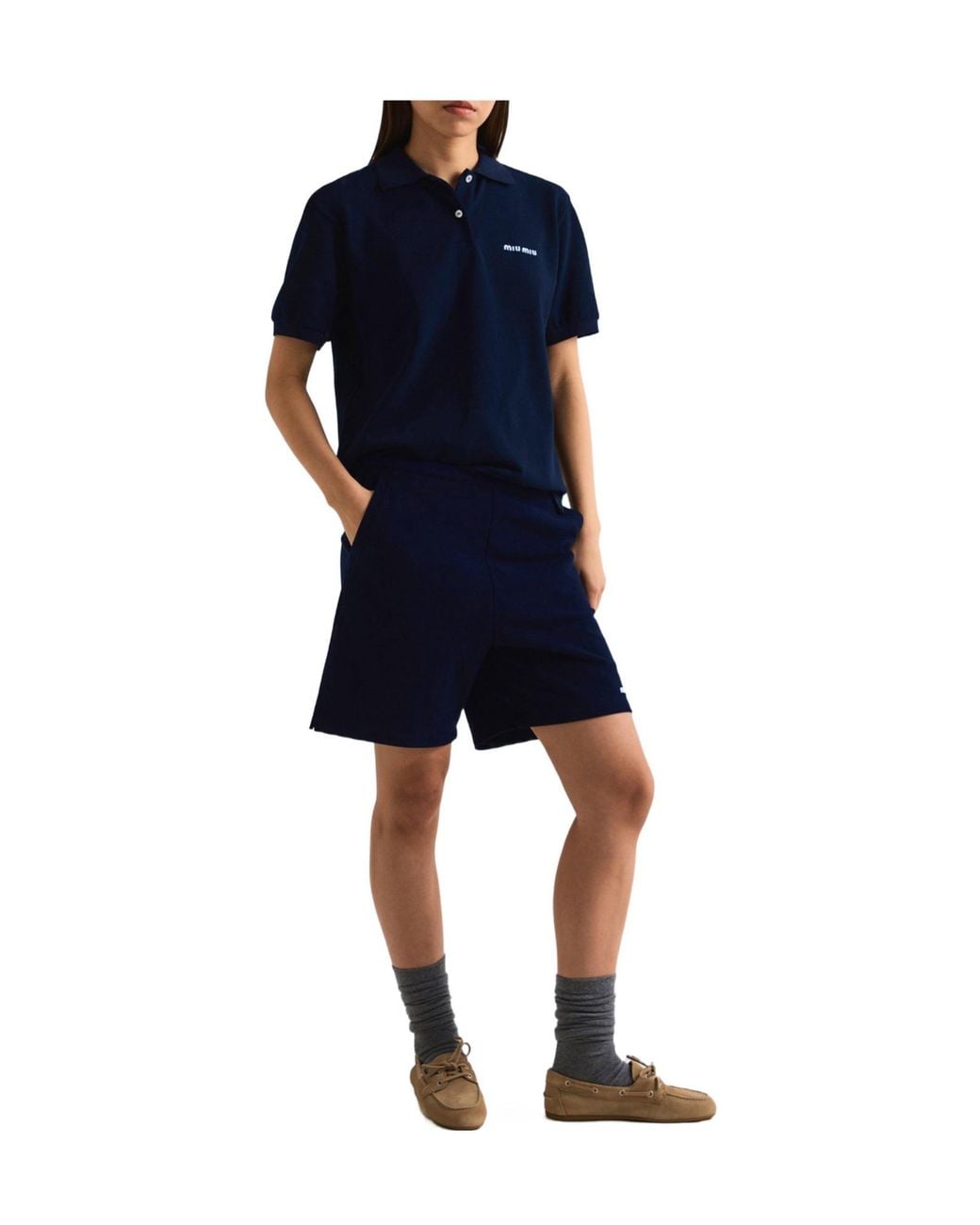 Miu Miu Blue Short-Sleeved Polo Shirt