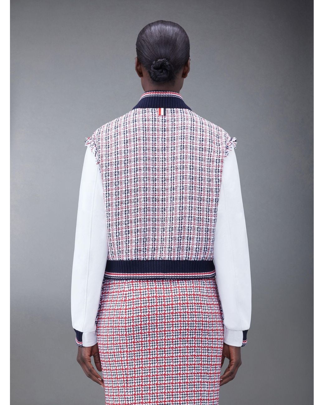 Thom Browne Purple Rwb-Stripe Crochet Panelled Bomber Jacket