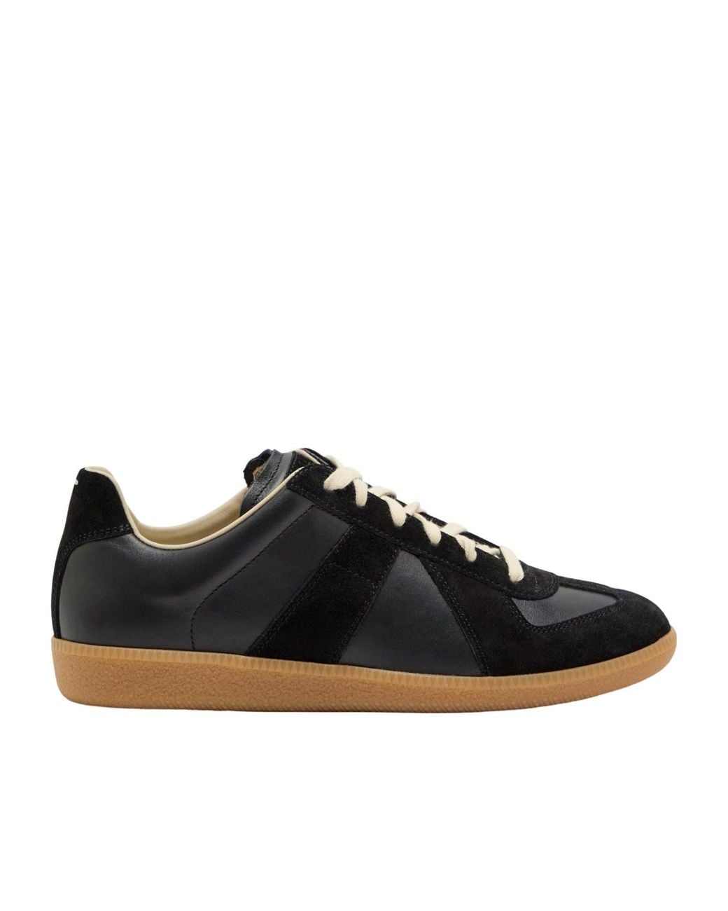 Maison Margiela Black Fur And Suede Patchwork German Training Shoes