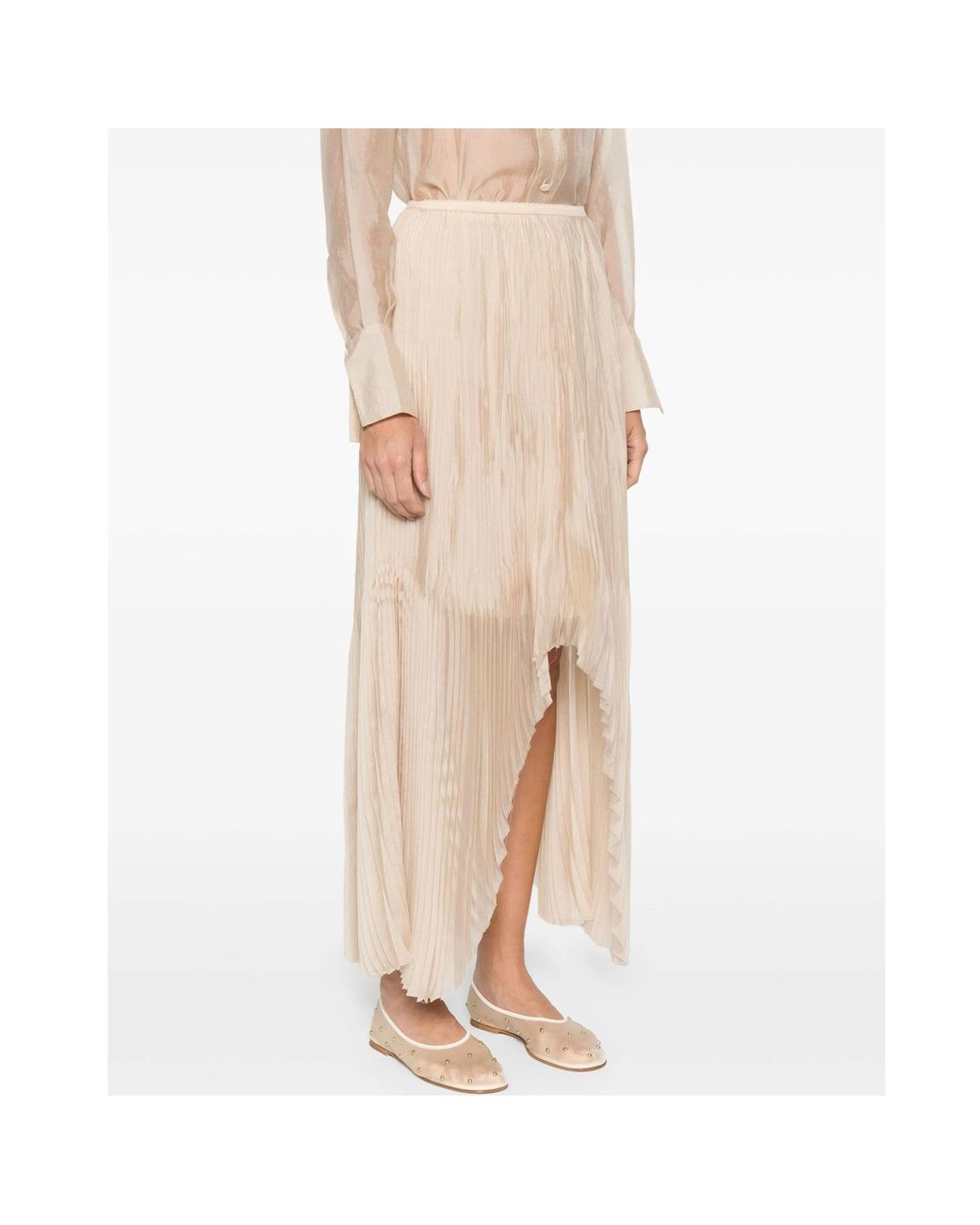 Forte_forte Natural Asymmetric Midi Skirt