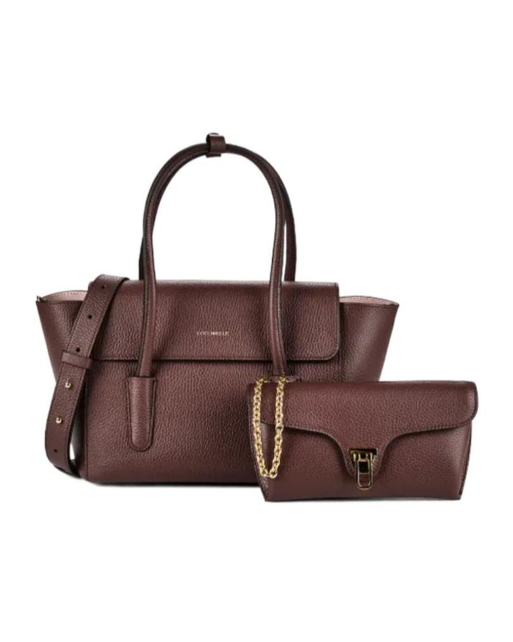 Coccinelle Red Double Beat Foldover Top Tote Bag