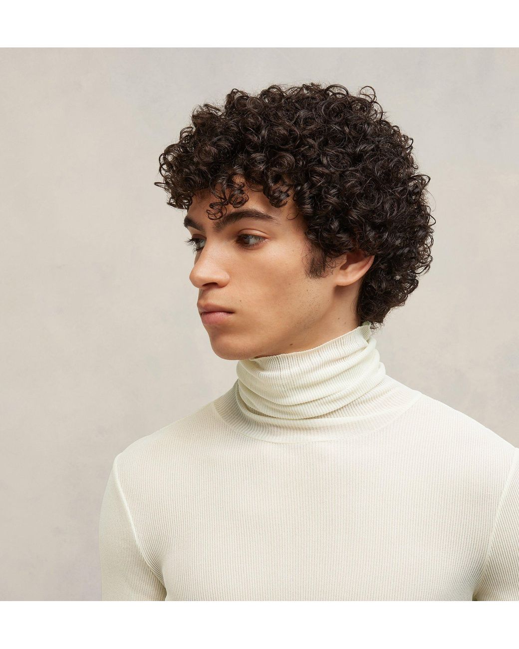 AMI White Semi-Sheer Roll-Neck Ribbed-Knit Jumper for men