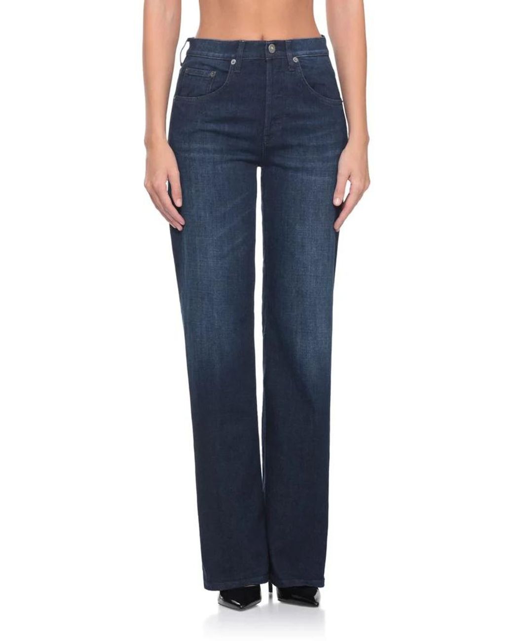 Dondup Blue Jewel Button Wide-Leg Jeans