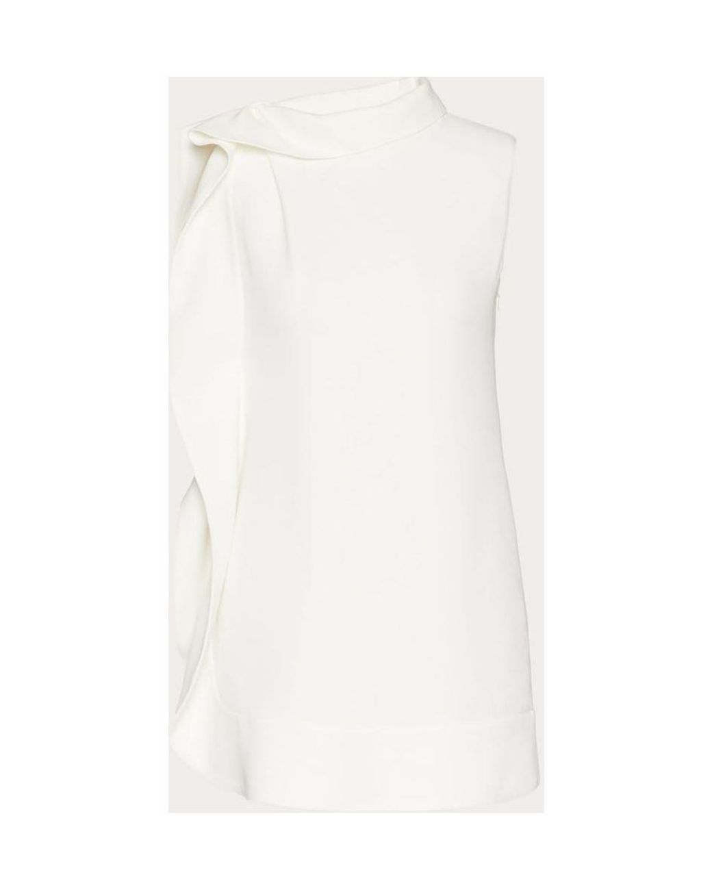 Valentino White Sleeveless Ruffle-Detail Dress