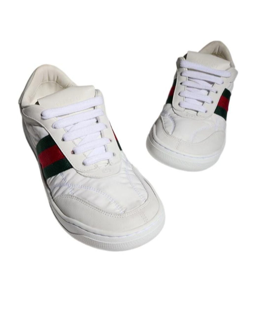 Gucci White Inspired Interlocking G Lace-Up Sneakers With Web Trim