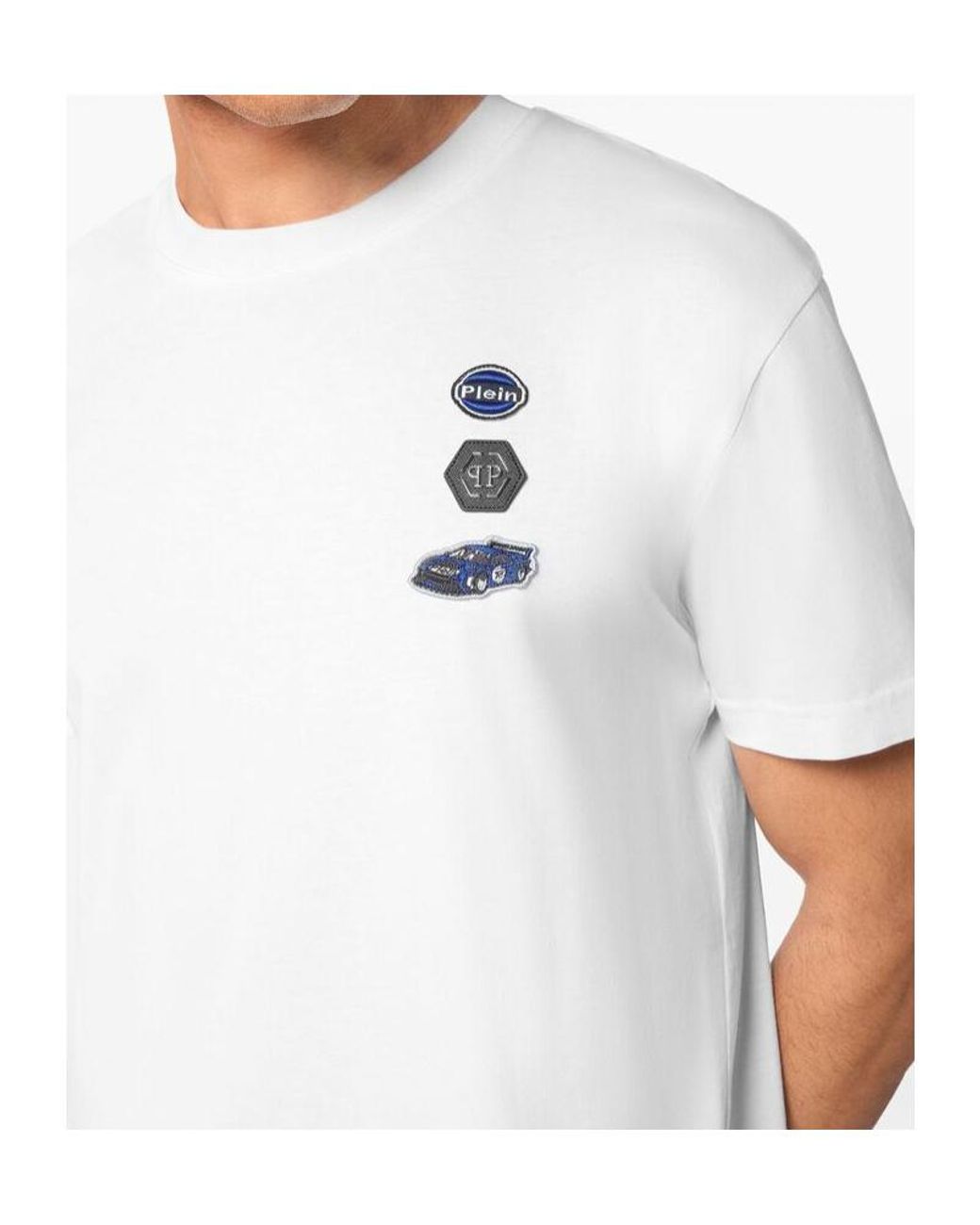 Philipp Plein White Crewneck Ss Cars Racing Jersey T-Shirt for men