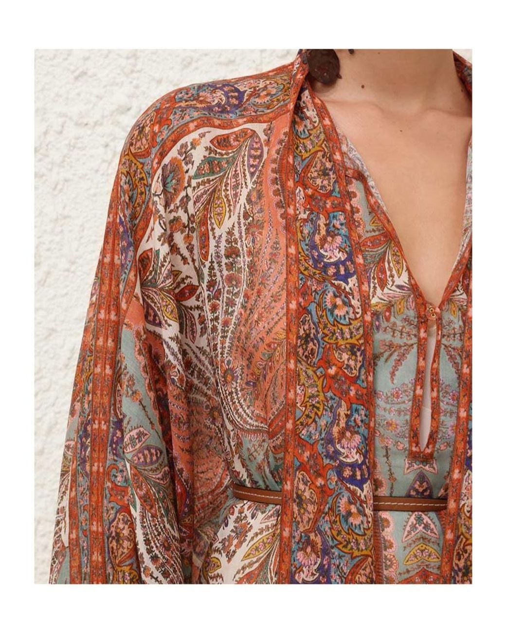 Zimmermann Multicolor Rhiannon Belted Midi Dress
