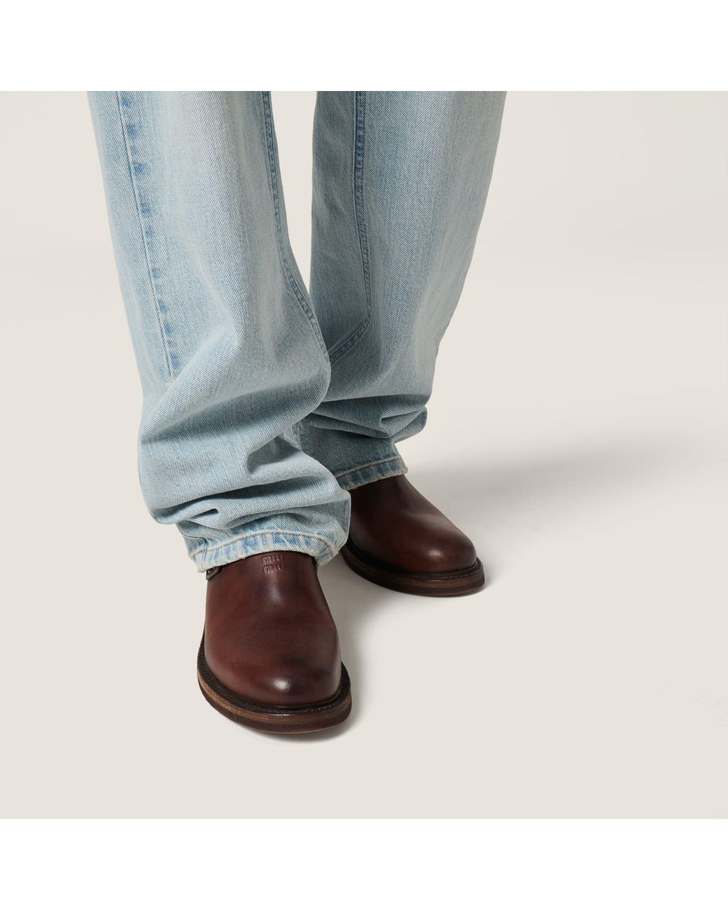 Miu Miu Blue Five-Pocket Washed Denim Jeans