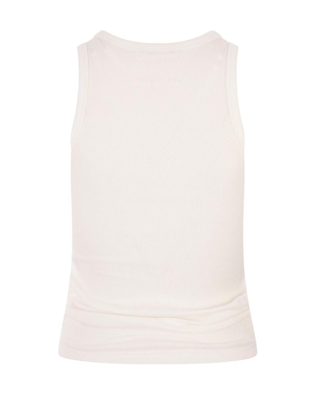 Rabanne White Ruched Detailed Asymmetric Tank Top