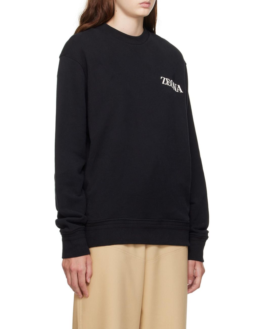 Zegna Black Logo-Printed Crewneck Sweatshirt for men