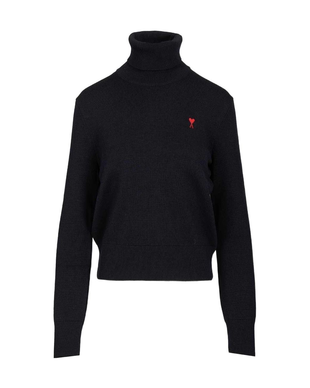 AMI Black Pull Col Roule Ami De Coeur