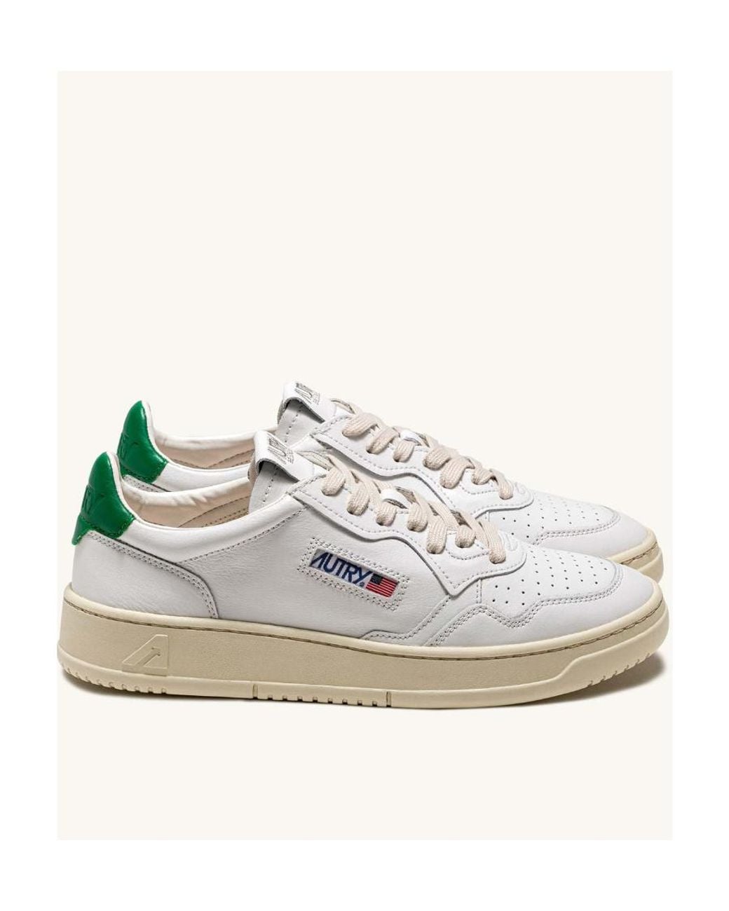 Autry White Perforated Low-Top Sneakers for men