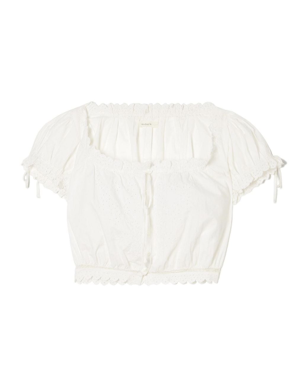 Doen White Broderie Anglaise Organic Cotton Blouse