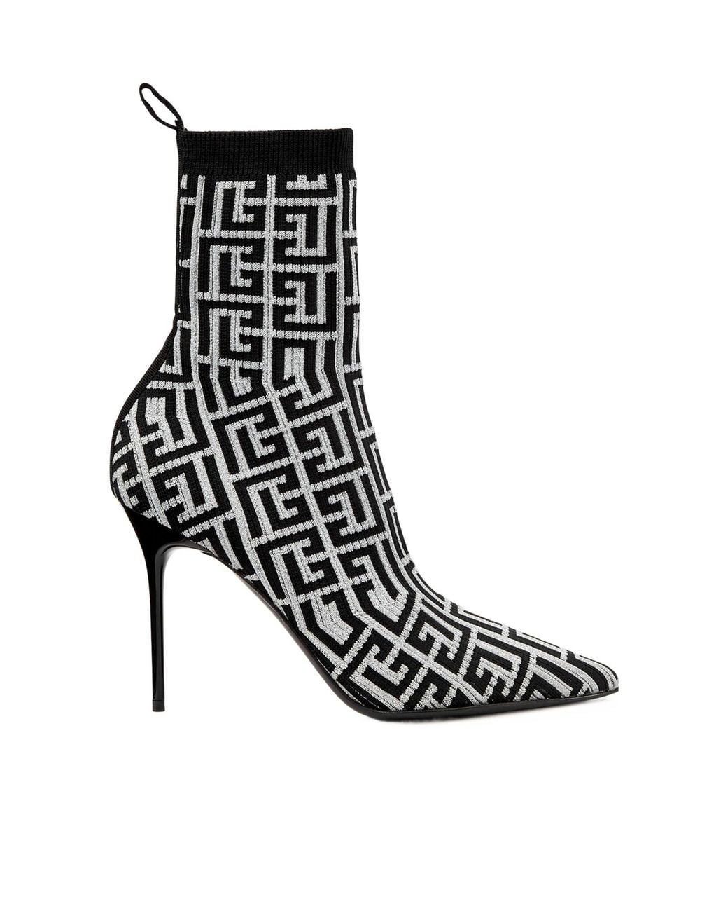 Balmain Black Stretch-Knit Ankle Boots
