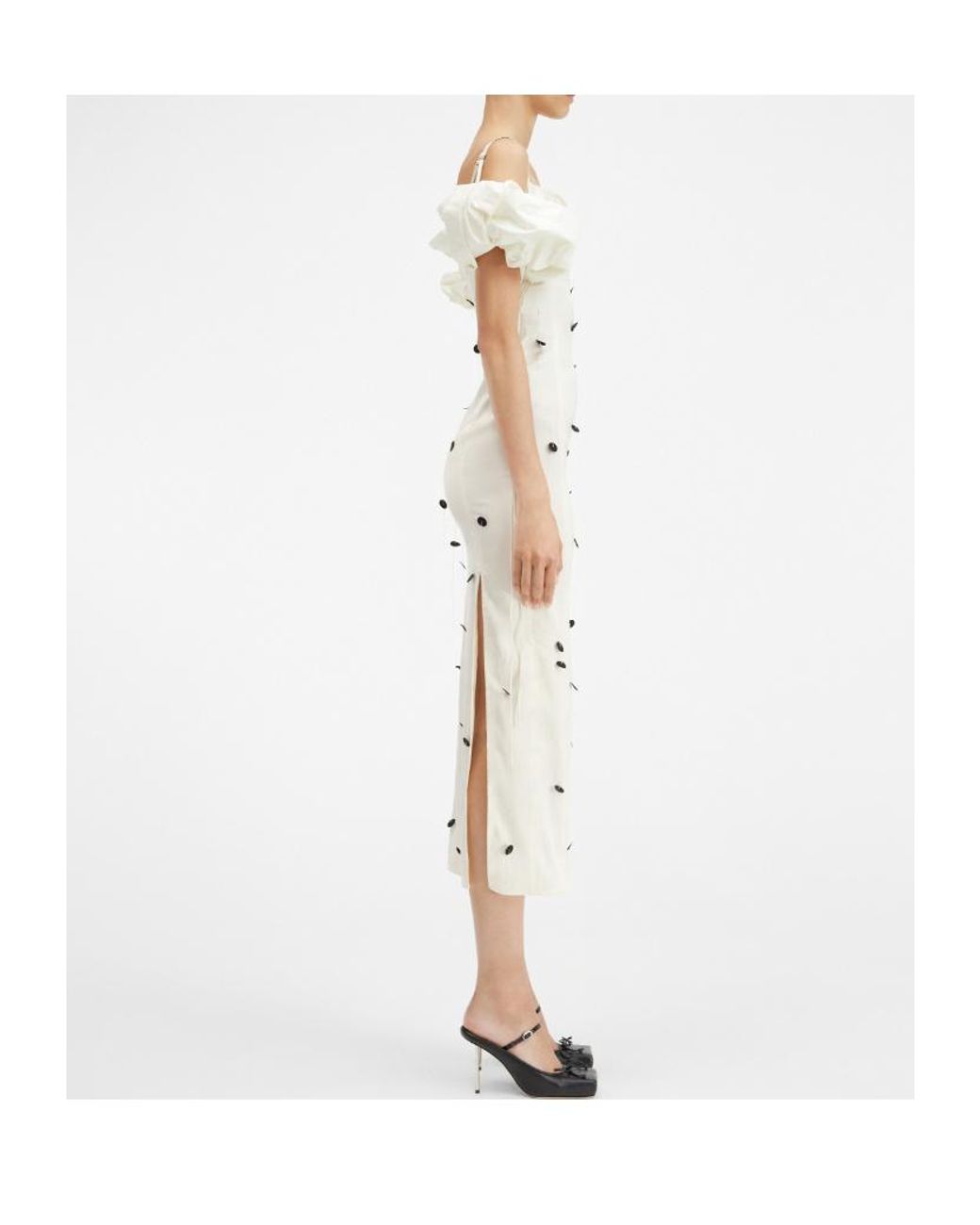 Jacquemus White Chouchou Polka-Dot Midi Dress