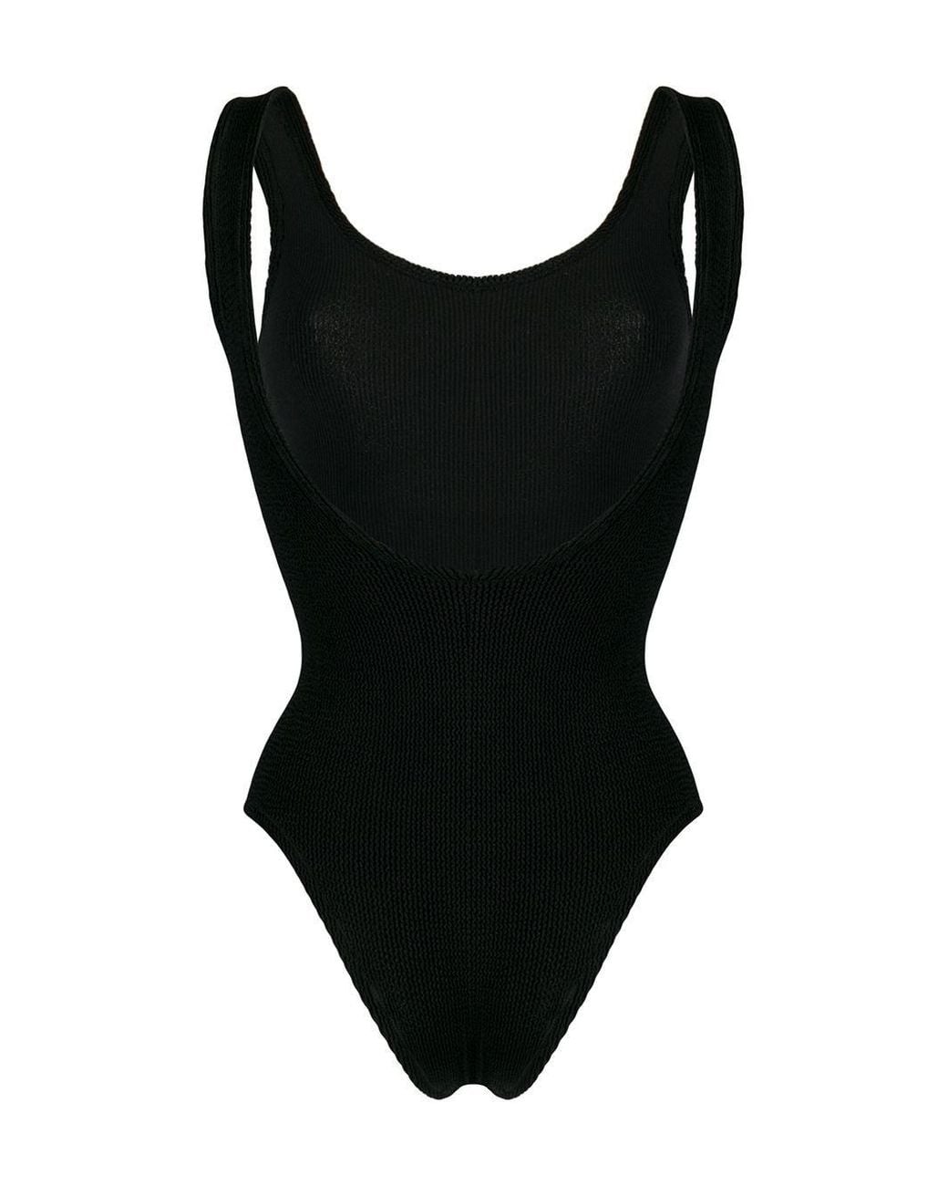 Reina Olga Black One Piece Ribbed Swimsuit