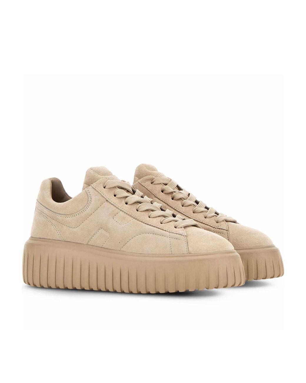 Hogan Natural H-Striped Lace-Up Sneakers
