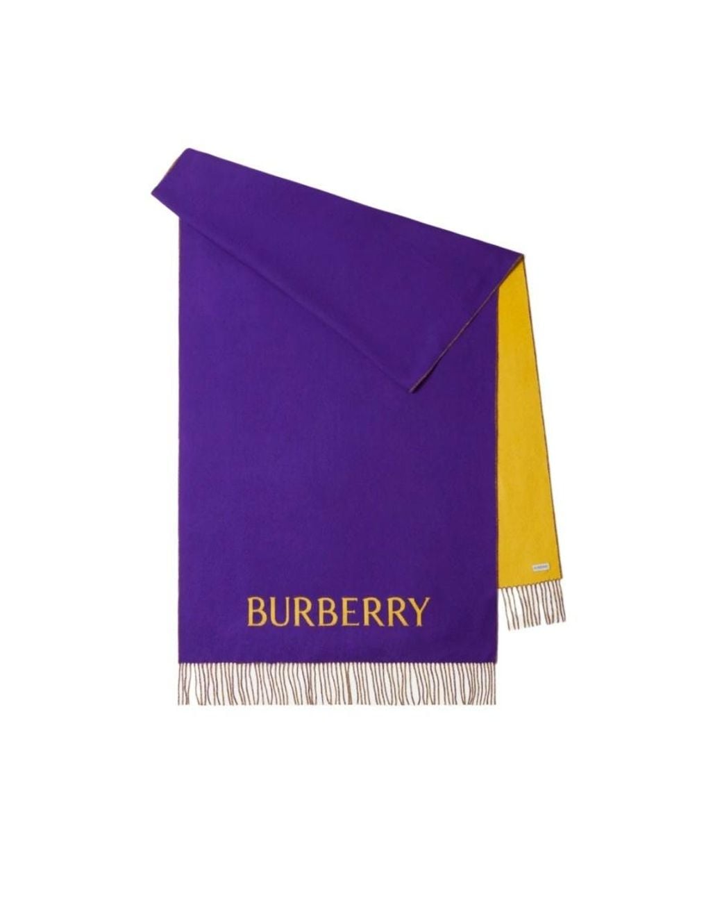 Burberry Purple Logo Embroidered Fringed-Edge Scarf for men