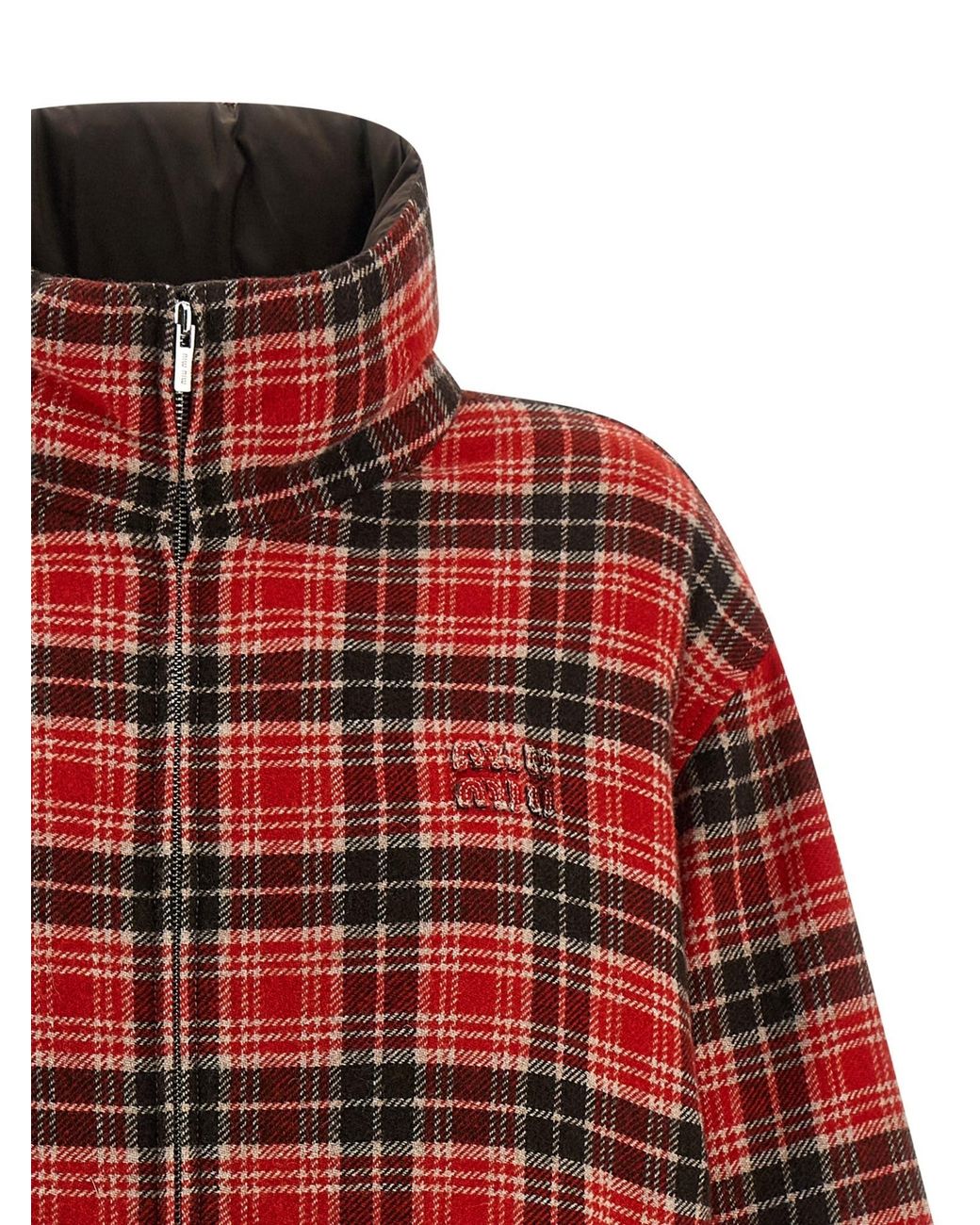 Miu Miu Brown Zip-Up Reversible Down Jacket