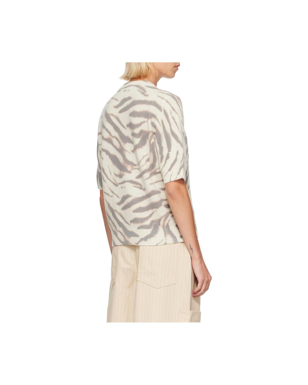 Ganni White Graphic Logo Knitted Top